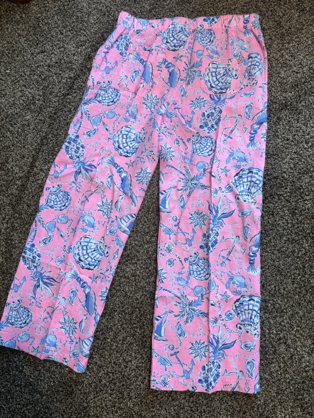 Lilly Pulitzer Pink and Blue Patterned Drawstring Pants - Picture 6 of 6